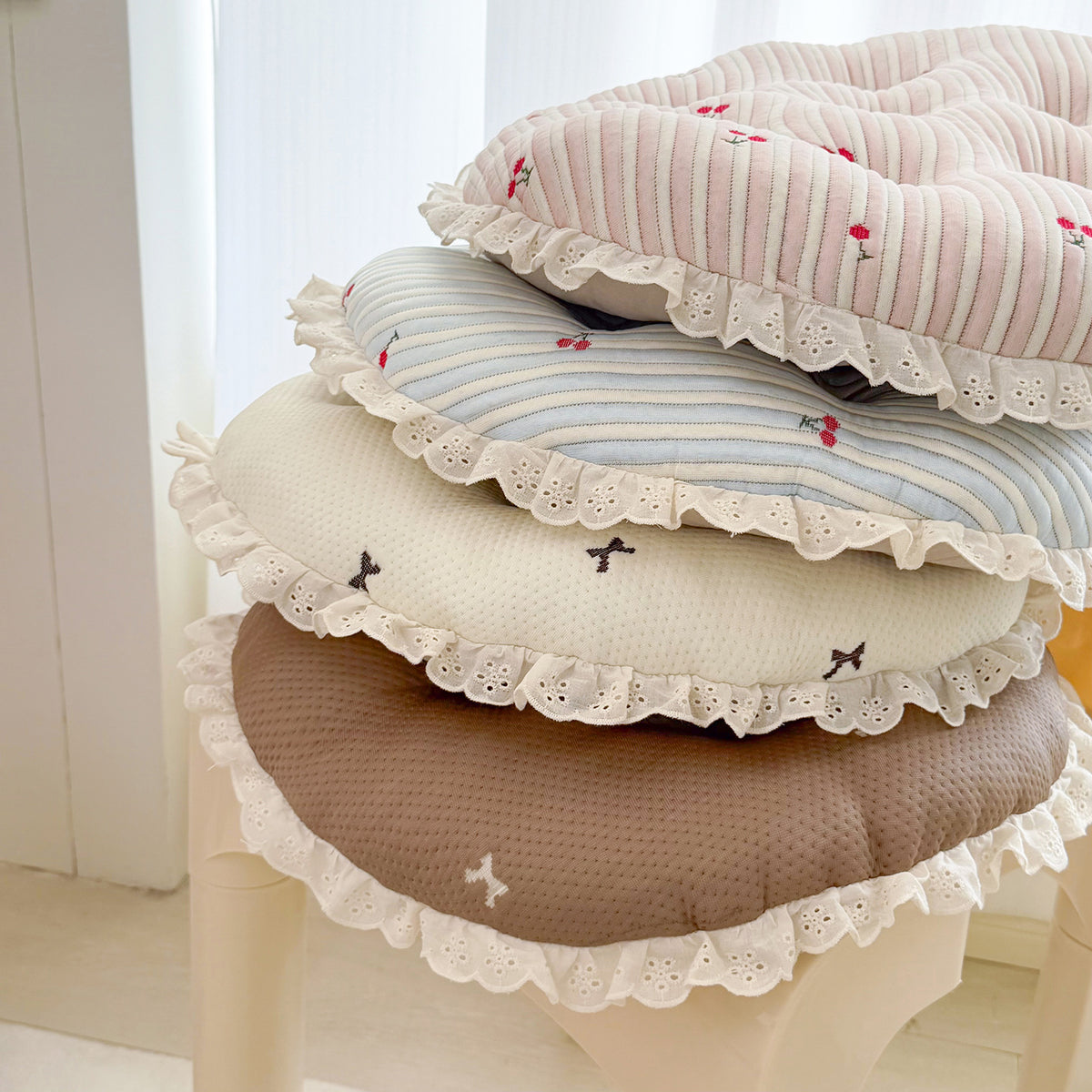 Round Chair Cushion, Polyester Fabric, PP Cotton Filling
