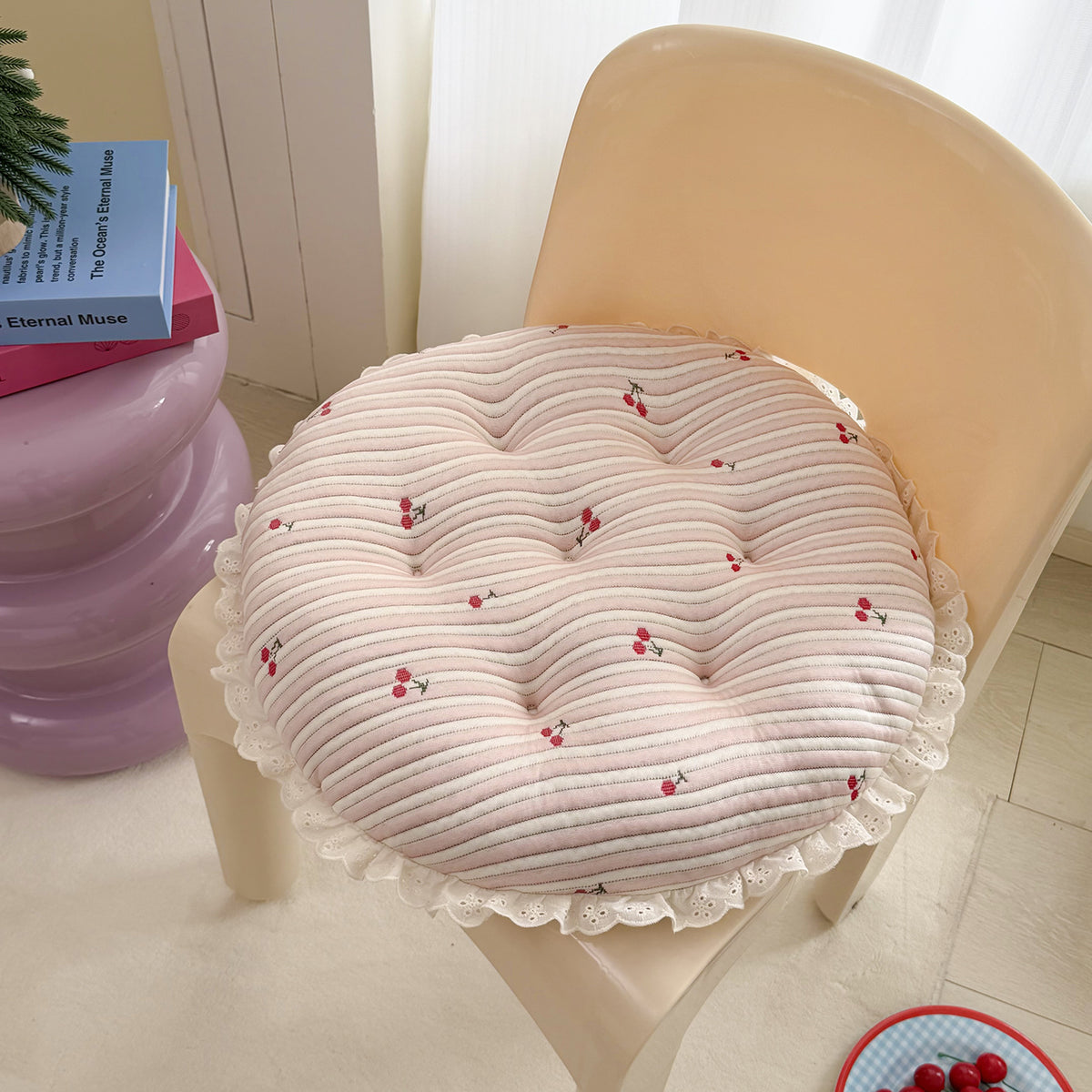 Round Chair Cushion, Polyester Fabric, PP Cotton Filling