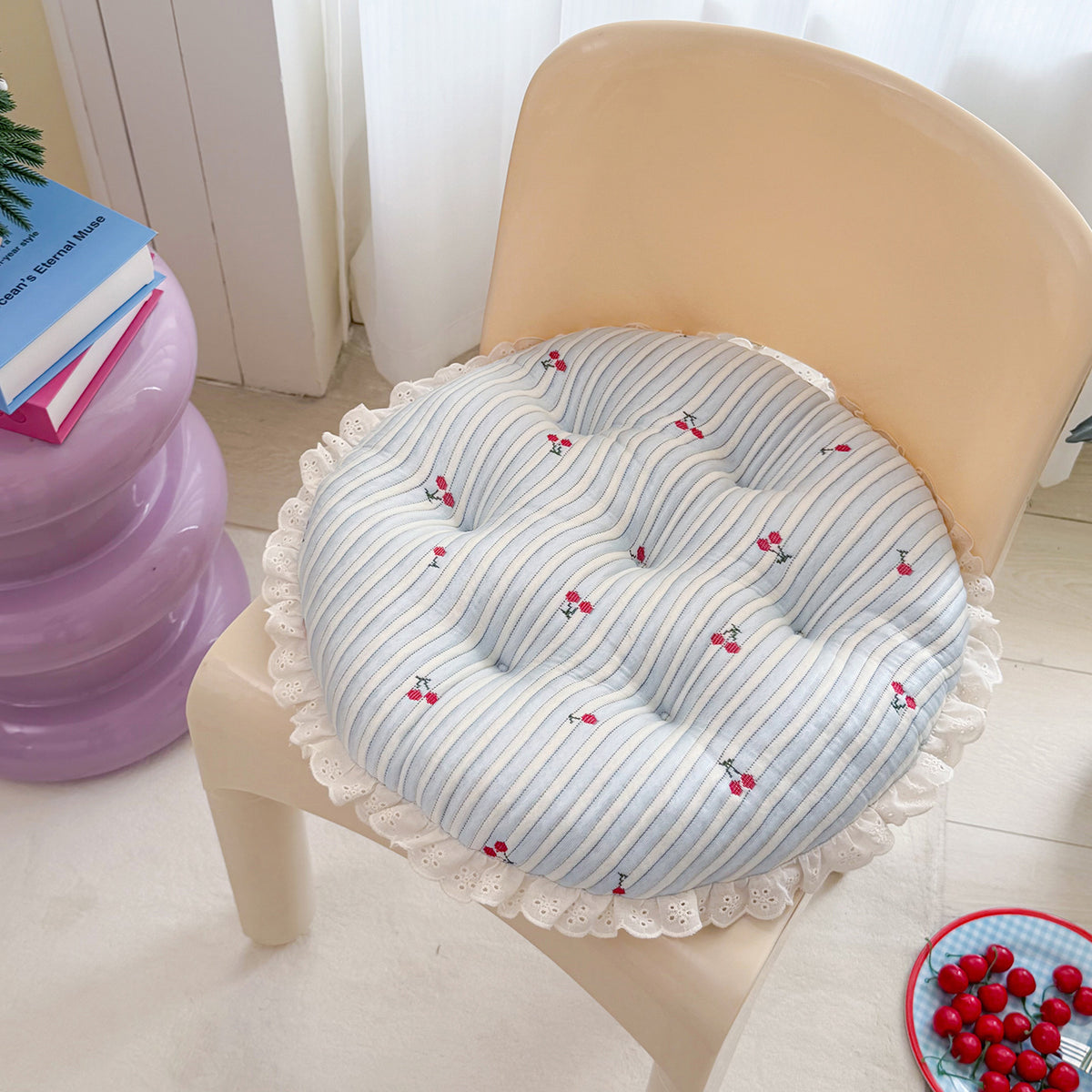 Round Chair Cushion, Polyester Fabric, PP Cotton Filling