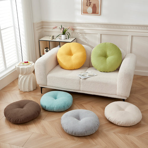 Round Chair Cushion with Cotton Linen Cover and PP Cotton Filling