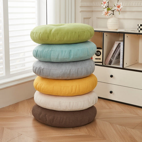 Round Chair Cushion with Cotton Linen Cover and PP Cotton Filling